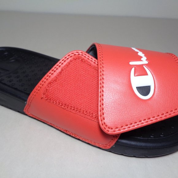 Champion Size 12 M LOGO SLIDE Red Black Sandals New Men\'s Shoes main image 3